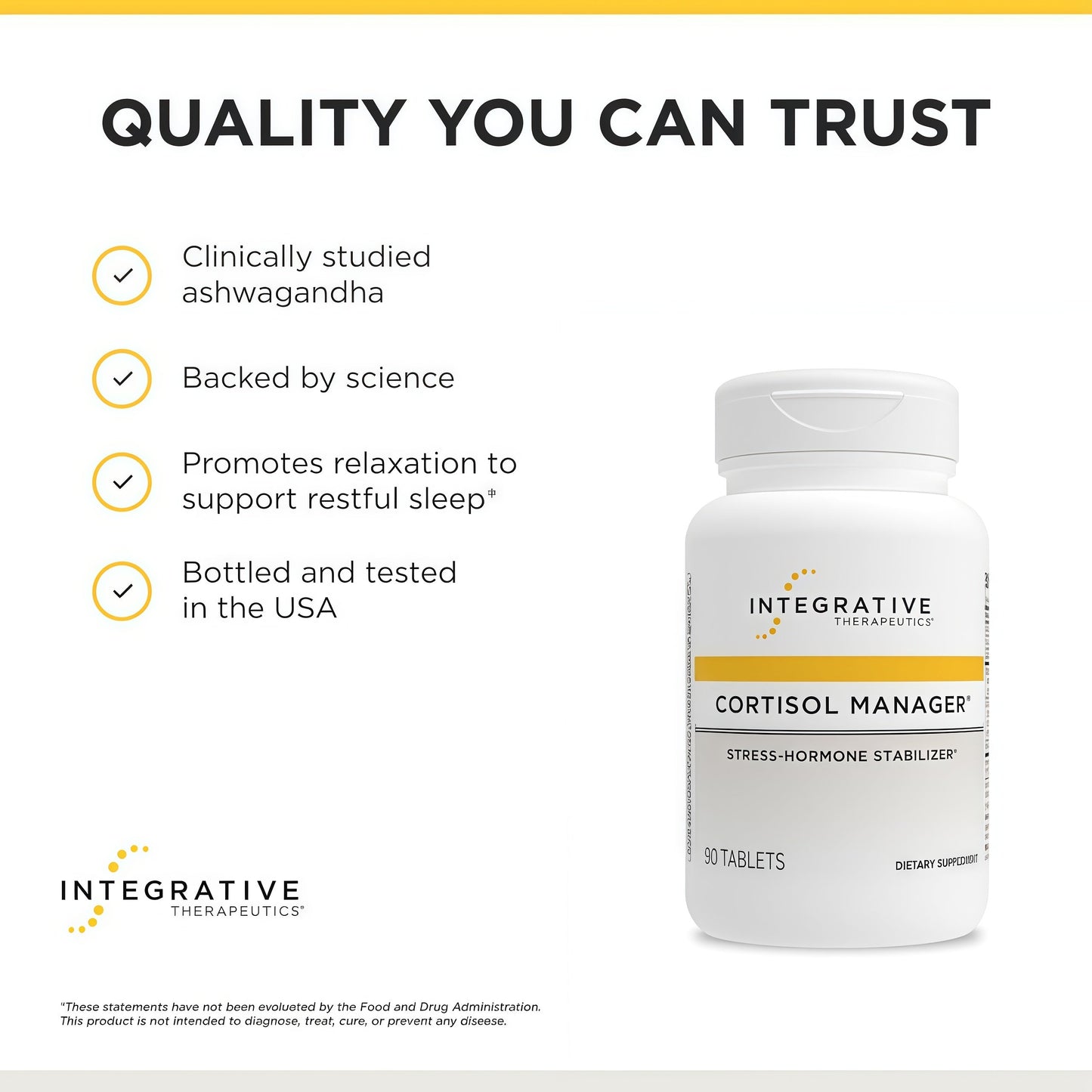 Integrative Therapeutics® Cortisol Manager® – Cortisol Supplements for Men & Women – Stress Hormone Stabilizer – Support Relaxation for Restful Sleep* - Ashwagandha, L-Theanine – 90 Tablets