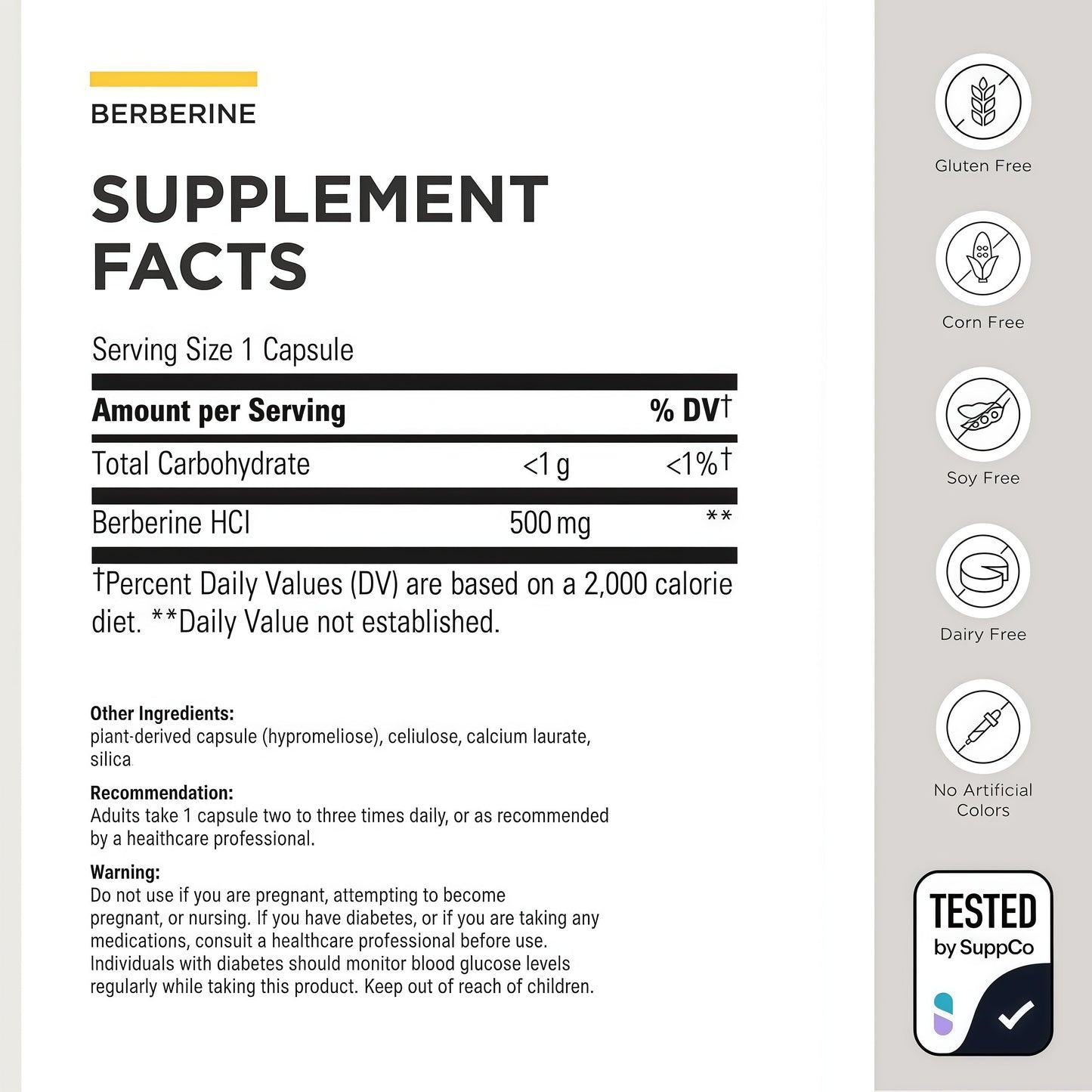Integrative Therapeutics® Berberine - 1000–1500 mg Daily - Berberine HCL Supplement for Metabolic Support* - Gluten-Free & Vegan Supplements for Men & Women - 60 Capsules